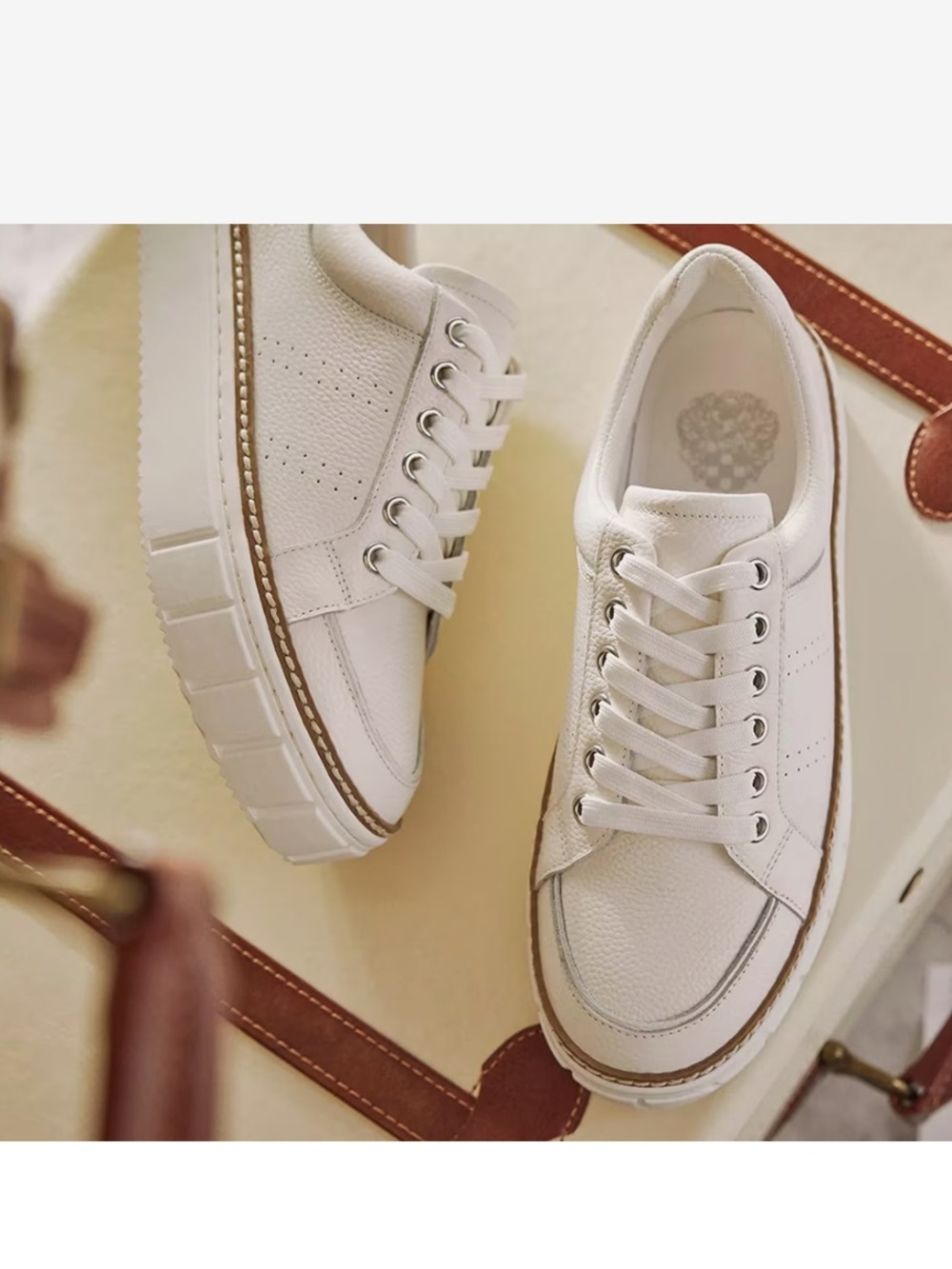 Vince Camuto Randay White Lace-Up Sneakers